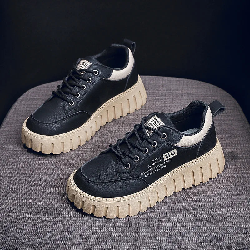 2026 New Style Women's Spring Casual Shoes Campus Style Student Designer Platform Shoes Fashion Women Versatile Leather Sneakers