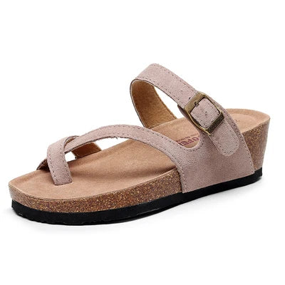 New Summer Women Wedge Beach Slipper Shoe Casual Cork Med Heel Outdoor Clogs Flip Flops Footwear