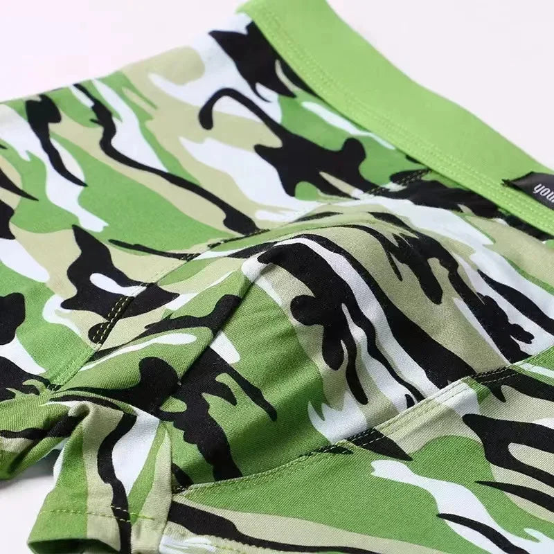 4Pcs/Men's Boxers Camouflage Military Panties Man Sexy Boxer Soft Shorts Underwear Male Army Green Underpants for Men Plus Size