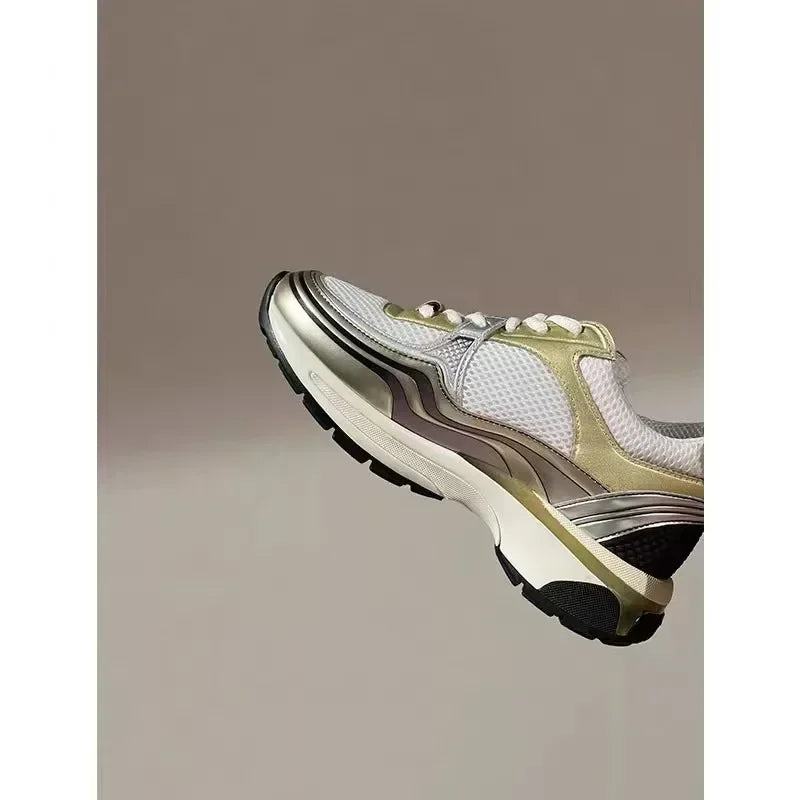 High quality unisex flat sports shoes, women's casual shoes, lace up styles, running shoes, luxurious patchwork casual shoes