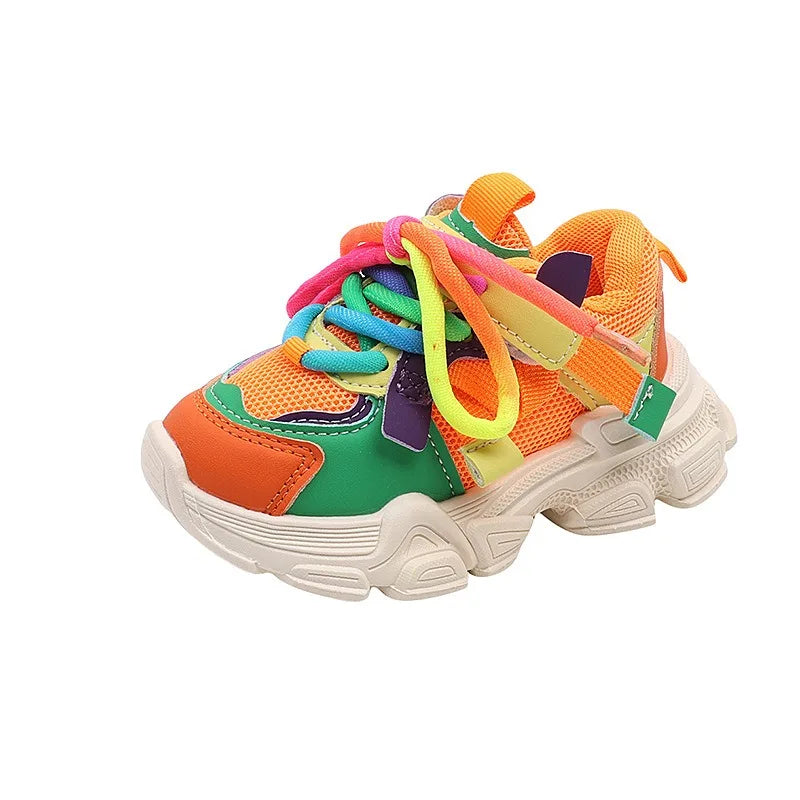 Kids Casual Sports Sneakers Soft Non-slip Sole Comfortable Walking Shoes for Boys Girls Autumn Colorful Style
