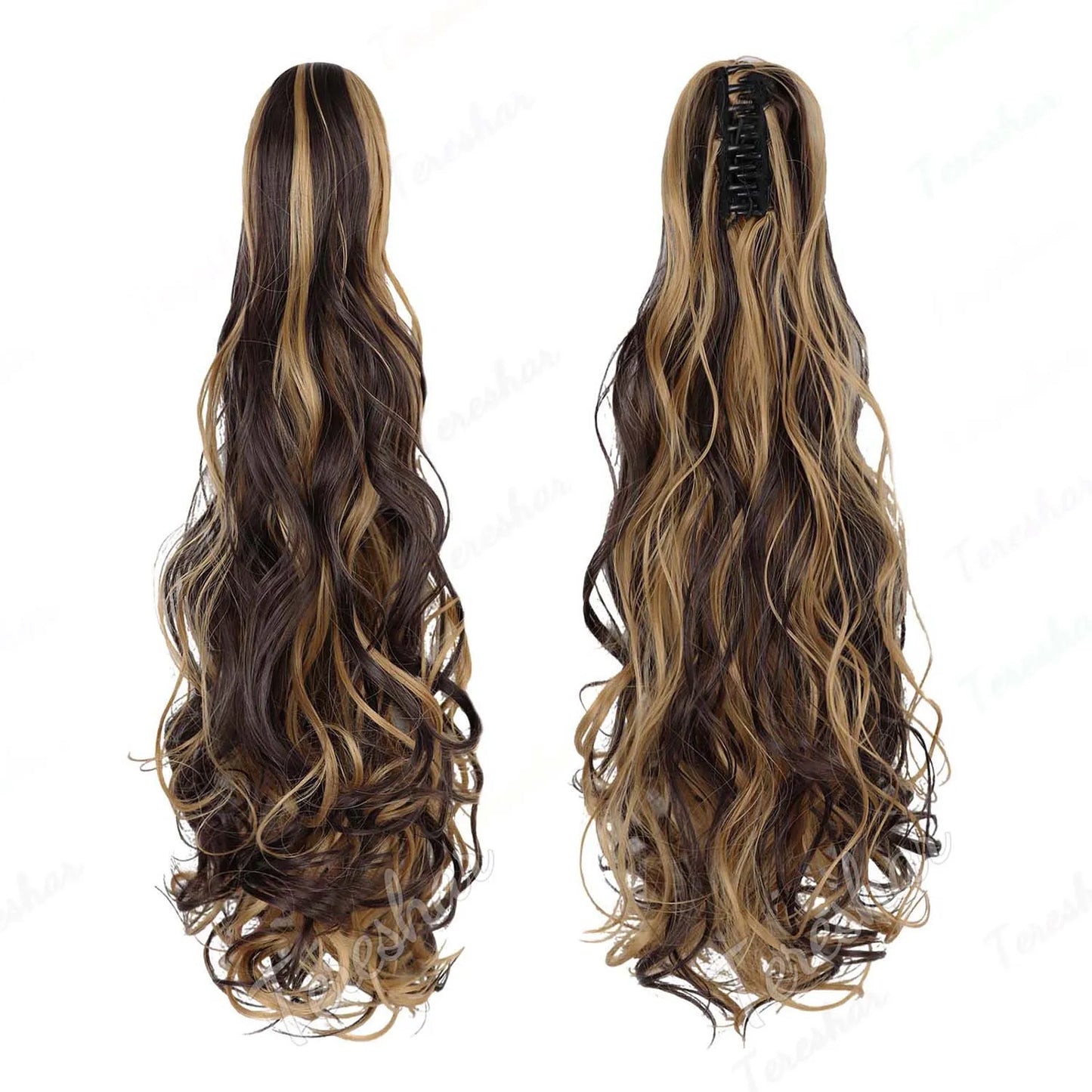 Tereshar Synthetic Ponytail Extension Claw Ponytail Extension Wavy Curly pony tails hair extensions Fake Hair Pieces for Women