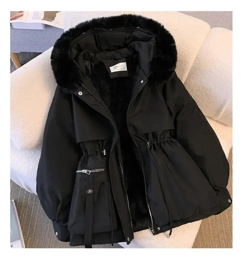 Detachable Pai Overcomes Women's Winter 2026 New Casual Down Cotton Thicken Hooded Coat Female loose Warm Wool Overcoat BAZAARHUBO