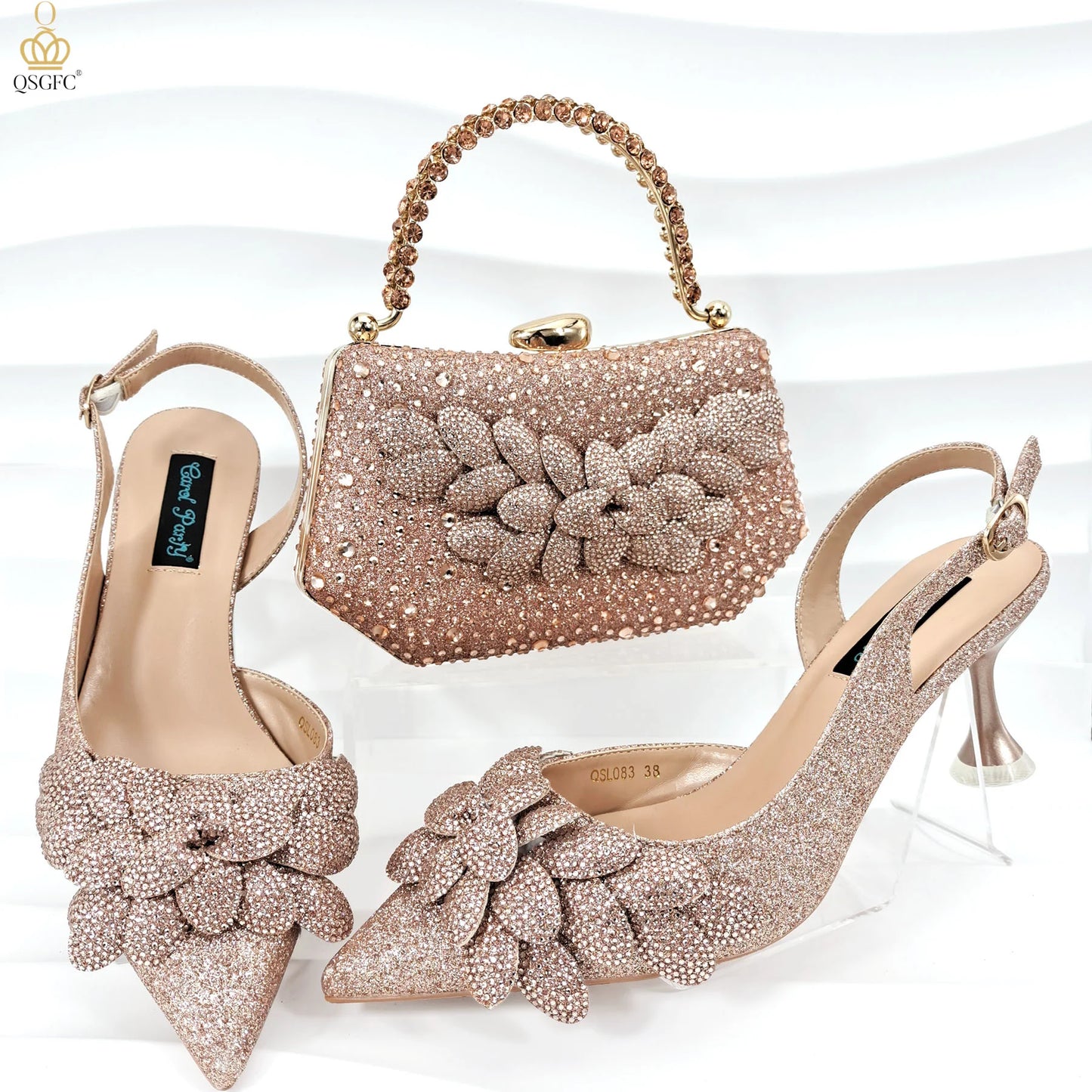 African Fashion Green Heels & Matching Bag Set | Women's Pointed Toe Pumps