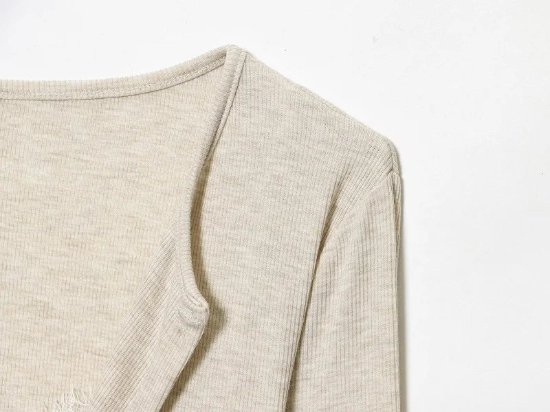 MUJER Lace Cropped Jacket Women Tops Vintage Knit Demi-season Jackets for Women Button up Women's Coats Office Knitted Cardigan