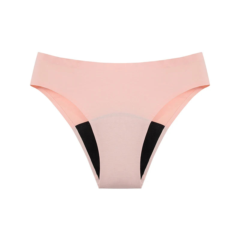 Seamless Cotton Menstrual Panties 4-Layer Leakproof Fast Absorption Teenager Macaron Period Panties Mid-Rise Incontinence Undies