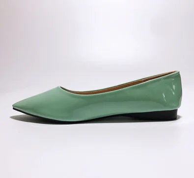 Ladies 2-48 Shiny Leather Slip-Ons Green Candy Colors Shallow Toe Shoes For Women Promotion 2020 Plain Flats Spring Outdoor Cute