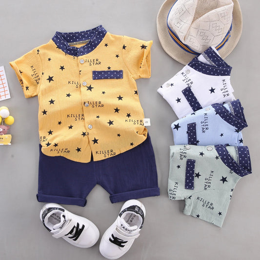 2024 Summer Casual Clothes Fashion Baby Boy's Suit Set Top Shorts 2PCS Baby Clothing Set For Boys Infant Suits Kids Clothes