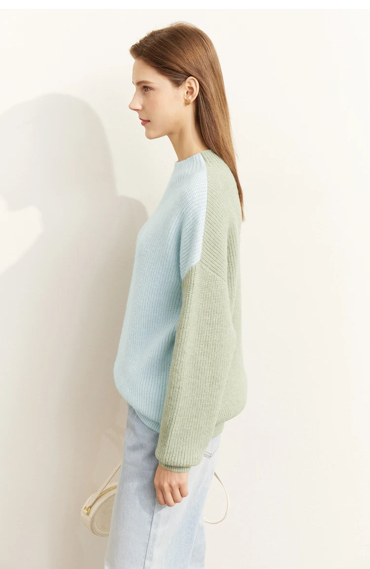 AMII Minimalism Sweaters Women 2024 Spring Street wear Spliced Knitted Top Drop Sleeve Loose Full Pullovers Sweaters 12344144