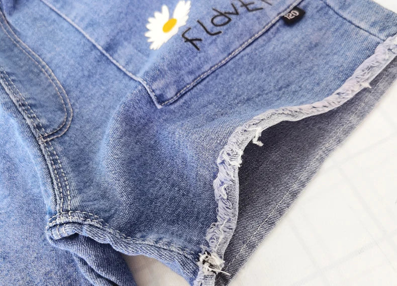 IENENS Fashion Girls Denim Pants Shorts Girl Thin Soft Trousers Jeans Kids Children Casual Clothes Clothing 4-13 Years