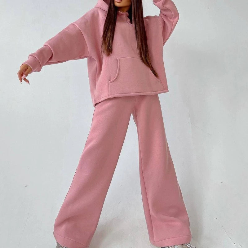 Women'S Sporty Hooded Tracksuit Two 2 Pieces Set Sweatshirts Hoodies Pullover With Pockets Pants Suit Sweatpants Trousers Outfit