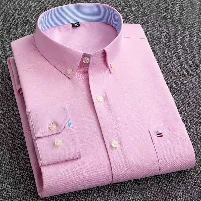 Men's Classic Plaid Oxford Long Sleeve Shirts Pocket 100% Cotton Business Casual Formal Standard Fit Workwear Button Down Shirts