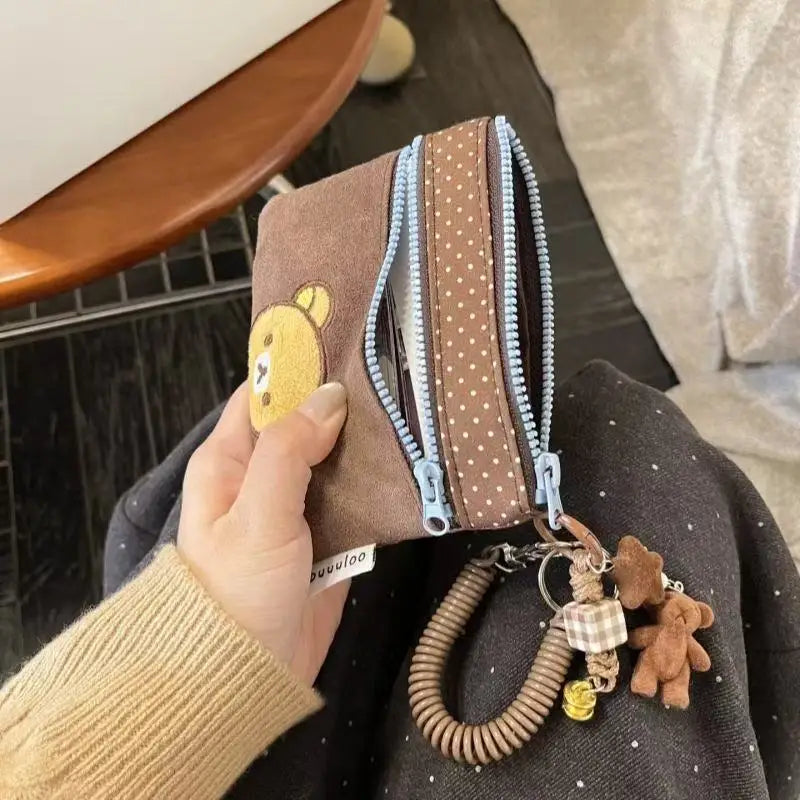 New Original Embroidered Bear Passport Bag Versatile Large-capacity Document Storage Bag Portable Travel Coin Purse Cute Gift