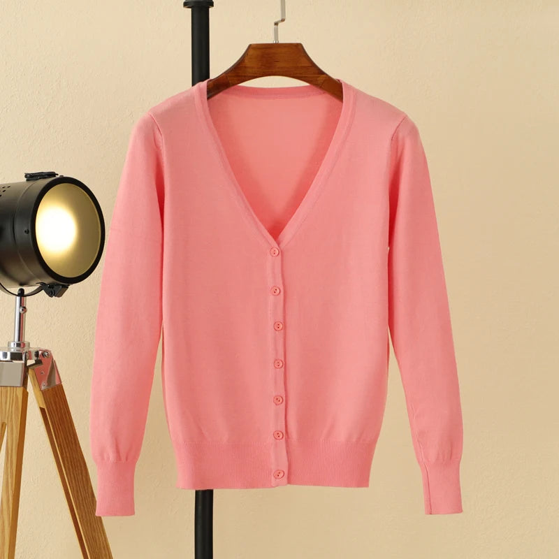 Korean Fashion Black Cropped Blouses Cardigan Female Clothing Sweaters Jersey Long Sleeve Top Women's Coat Spring 2025 Style