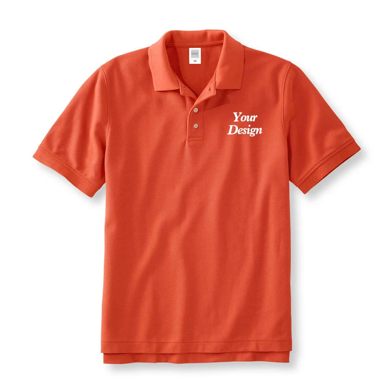 Quality Custom Polo 100% Cotton Print Your Brand Design Logo Company Group Team Slogan Text PoloShirt Work Wear Uniform 230gsm