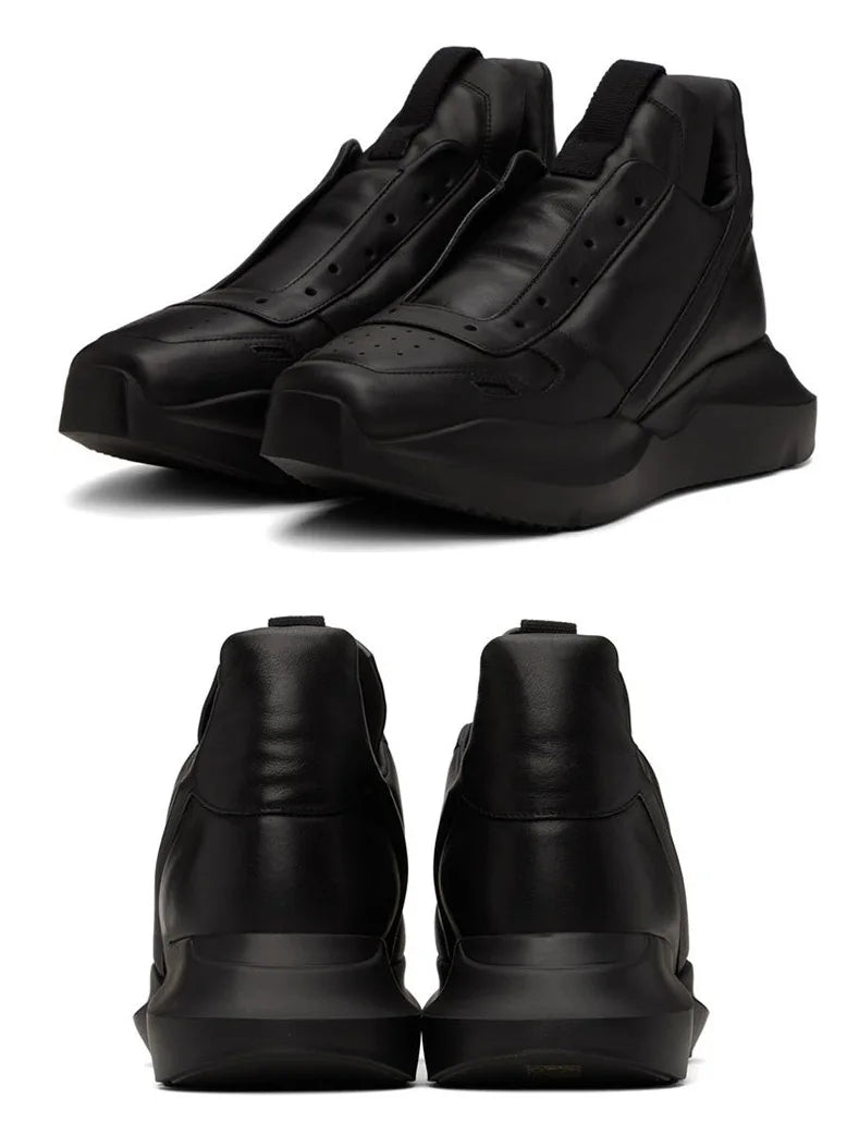 Spring Autumn New British Style Leisure Chunky Bottom Sewing Cross-tied Genuine Leather Men Casual Sneakers Male Board Shoes