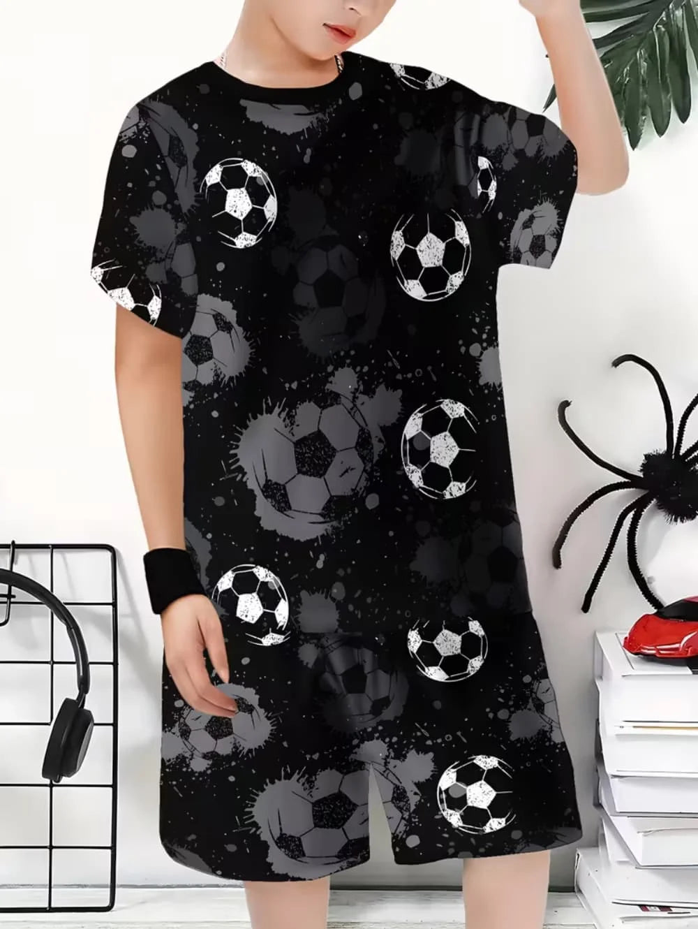 2026 Summer Children's Sports Set Football 3D Print Soccer Jersey Sets for Children Quick-Dry T-Shirt Shorts Children's Clothing