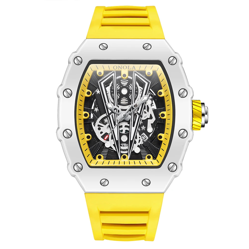 High Quality Men's Watch Quartz ONOLA Fashion Clock Waterproof Silicone Tape Watch for Men