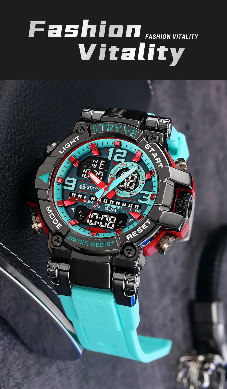 Fashion Stryve Watches S8025 Men's Cool Colorful Sports Digital Watches Fashion Designer Dual Movement Men's Wrist Watch