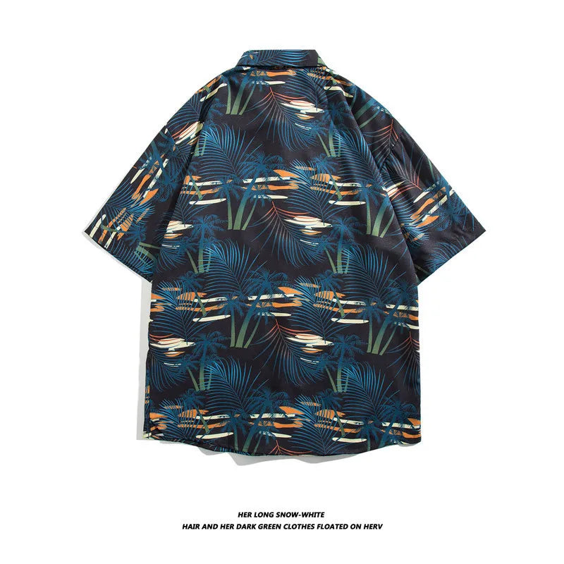 Men's Hawaiian Polyester Summer Short Sleeve Shirt Tropical Leaf 3D Pattern Printing Beach Male Shirts Casual Blouse For Men