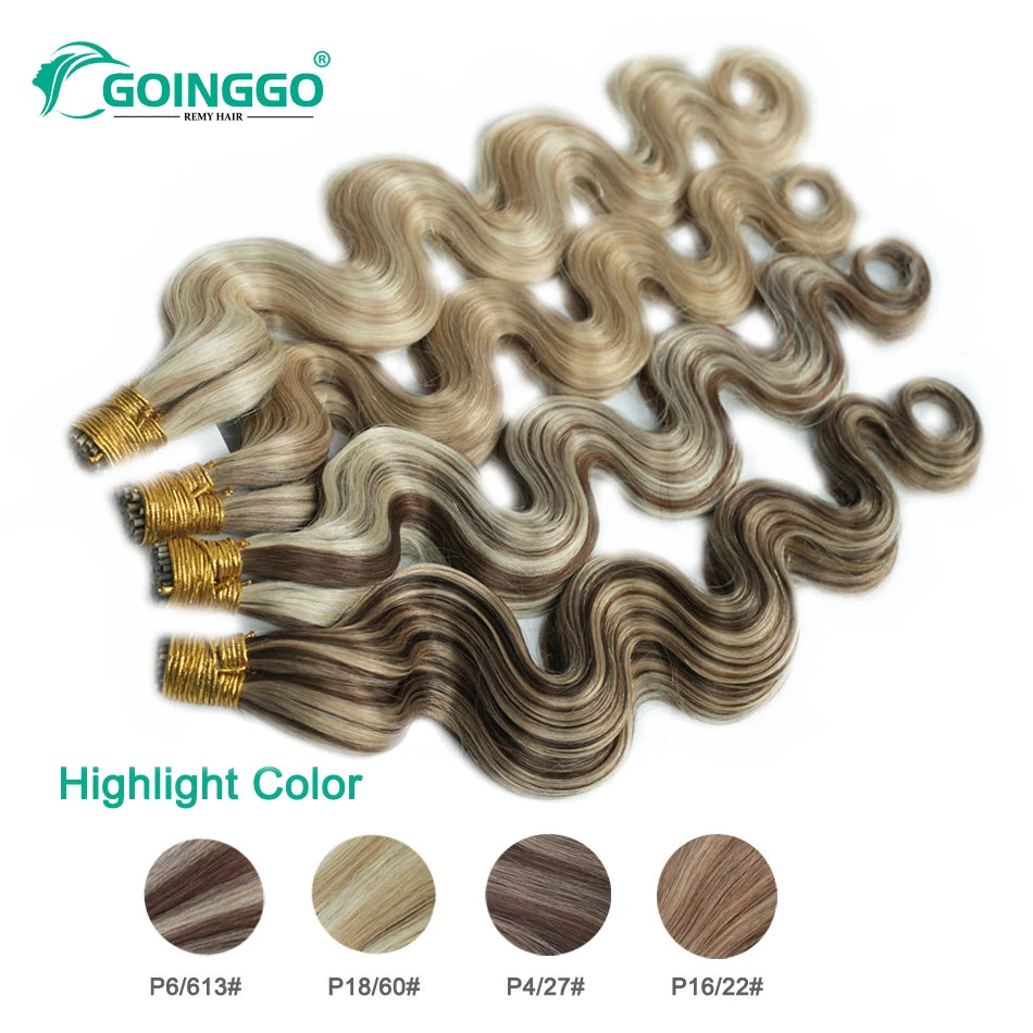 Body Wave Flat Tip Human Hair Extension Highlight Blonde Real Remy Human Fusion Hair Pre Bonded Keratin Hair 1g/S 12-26 Inch