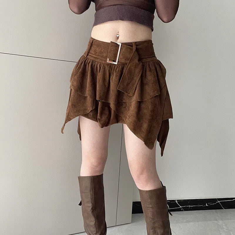 Skirt for Women 2025 Summer New Retro Multi-Layer Spicy Girl Half Skirt with Irregular High Waist and Leg Length A-Line Skirt