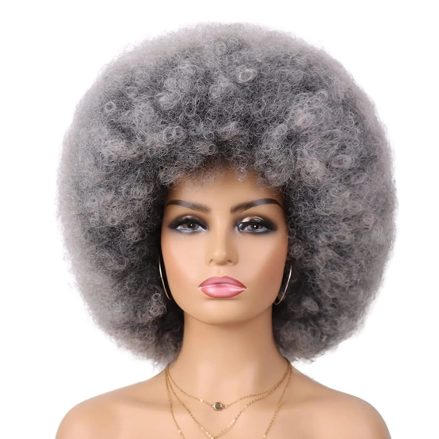 Synthetic 70s Afro Curly Wigs for Black Women Glueless Wear Soft Black Large Bouncy Natural Looking Full for Daily Party Use