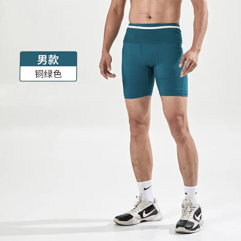 Compression Running Shorts Quarter Length Quick Dry Tight Fit with 6 Pockets for Marathon Training Trail Men Women Multi-Pocket