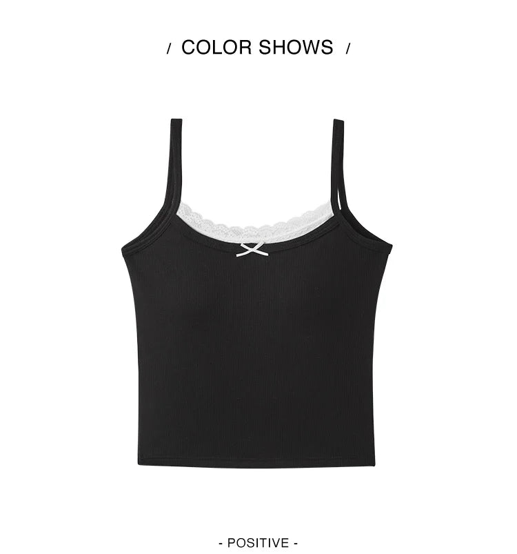 Semir Women Vest Lace Trim Neck Bow Decor Stylish Sweet Base Layer Home Wear Top 2026 Summer Wear