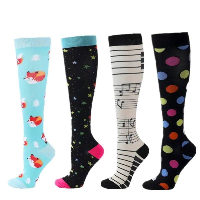 4 Pairs Compression Socks 20-30mmhg High Stockings Men Women Sports Socks For Marathon Cycling Varicose Veins Pregnancy Nursing
