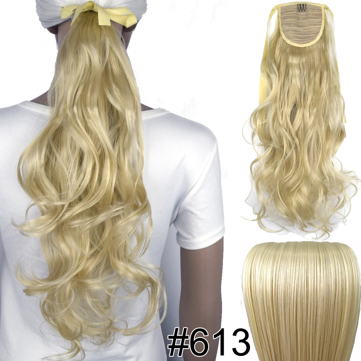 TOPREETY  Synthetic Hair Fiber Heat Resistant Wavy Ribbon Clip in Ponytail Extensions 1008