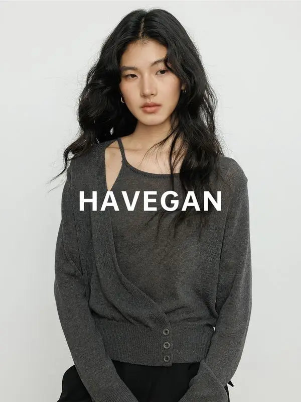 Fashion Retro Knitted Sweater for Women in Spring 2025 New Round Neck Long Sleeve Loose Top Solid Color Personalized Pullover