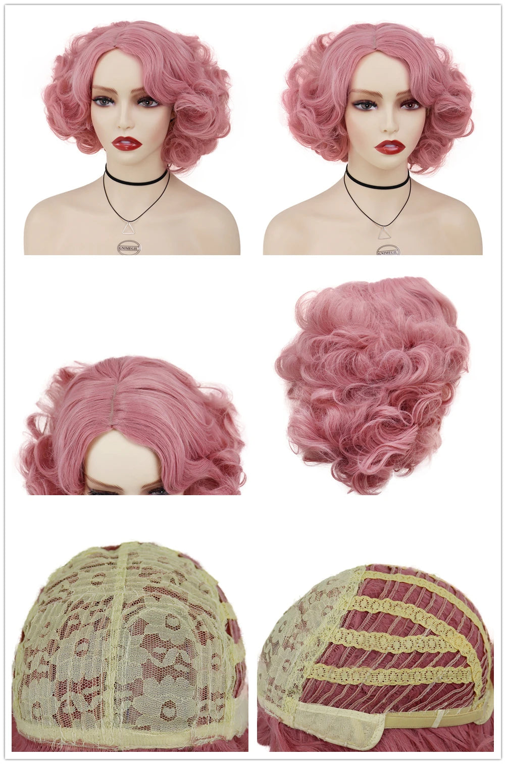 GNIMEGIL Synthetic Cosplay Wig Short Curly Hair Platinum Blonde Wigs for White Women Fluffy Curls Flip 60s Gatsby Hairstyle Wigs