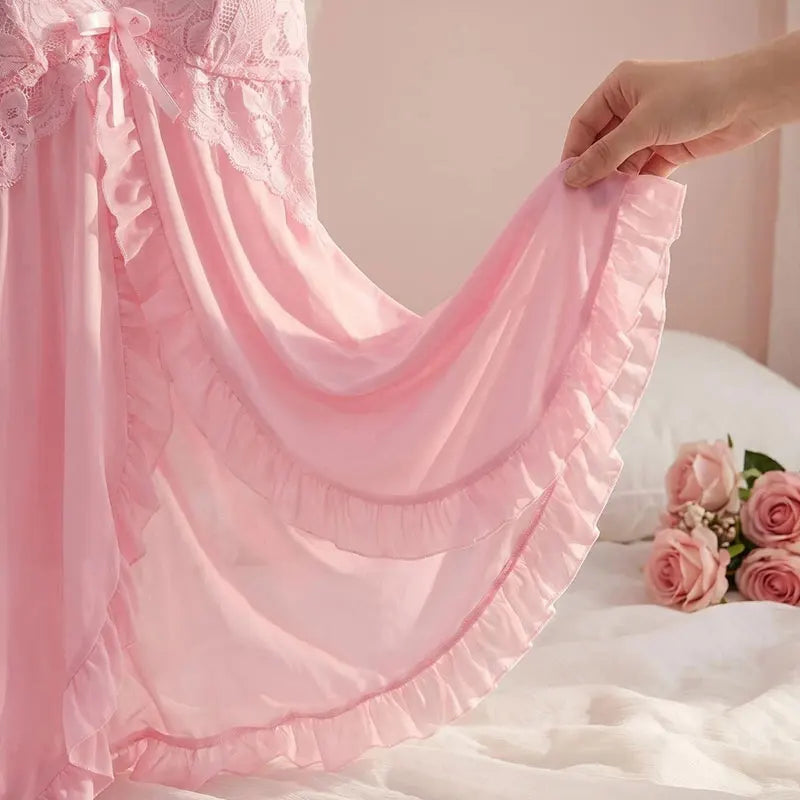 Pink Kawaii Sets Plus Size Sexy Underwaes For Women Y2k Luxury Night Dress 2-Piece Panties Lingerie Set Female Mini Bikini Thong