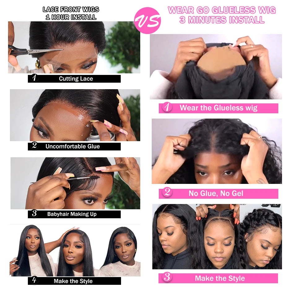 Deep Wave 13x6 HD Glueless Wear And Go Wigs 100% Human Hair For Women 250% Water Wave Curly Lace Front human hair Wig On Sale