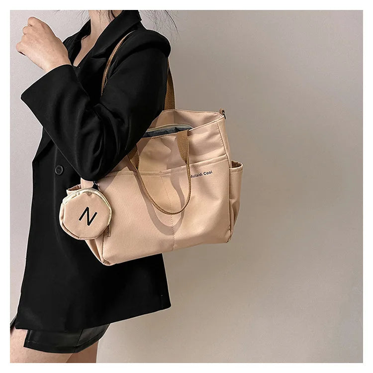 Korean version large capacity crossbody bag, versatile for male and female college students, travel shoulder bag, commuting bag