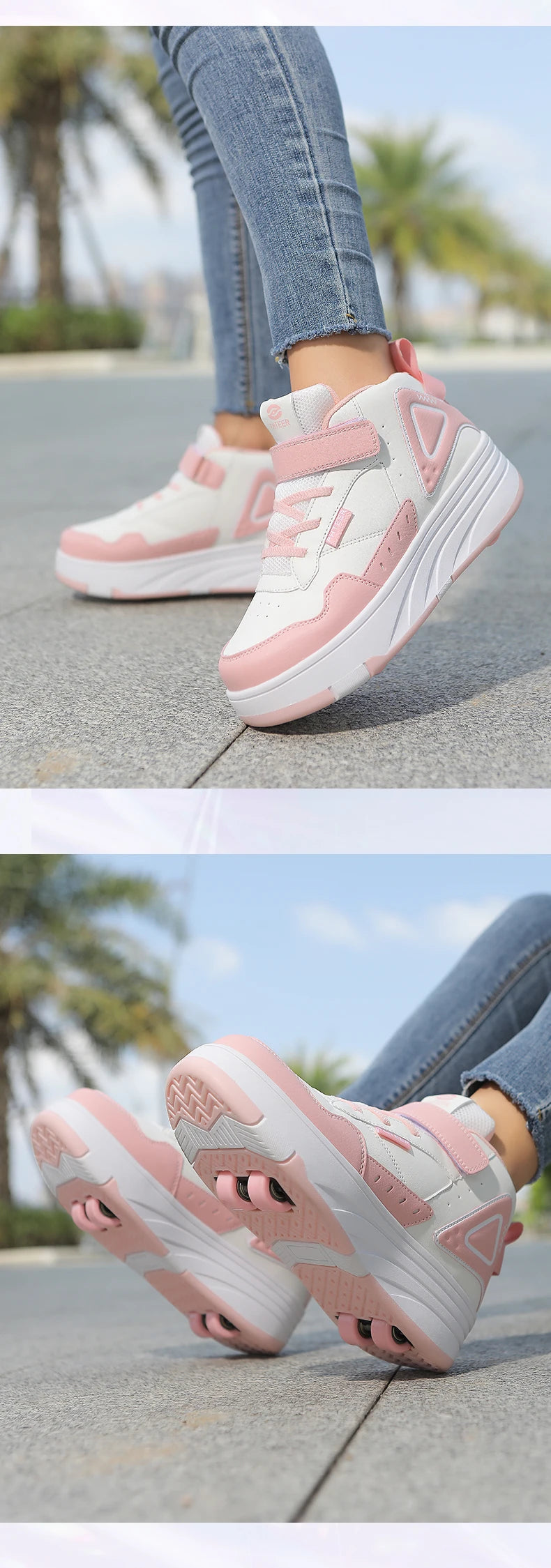 Boys and Girls Roller Skate Shoes Fashion Casual Sports Children 4-Wheels Sneakers for Kids  Gift Nice Footwear