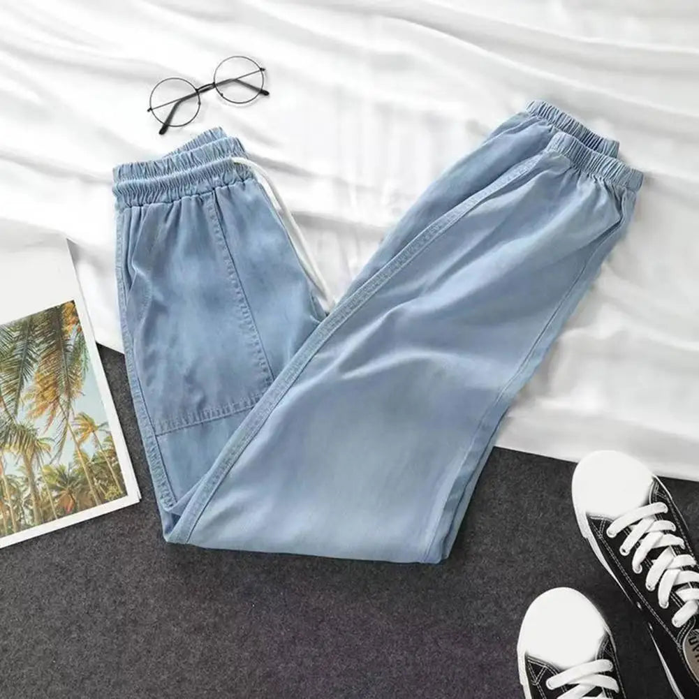 Women Harem Pants High Waist Drawstring Ankle-banded Women Trousers Deep Crotch Elastic Waist Female Trousers Casual Pants
