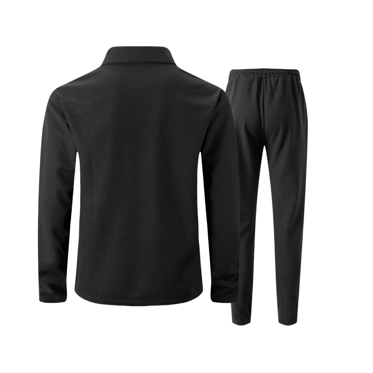 Mens Casual 2 Piece Set Waffle Texture Zip Up Jacket + Elastic Waist Trousers Comfortable Lightweight Suit for All