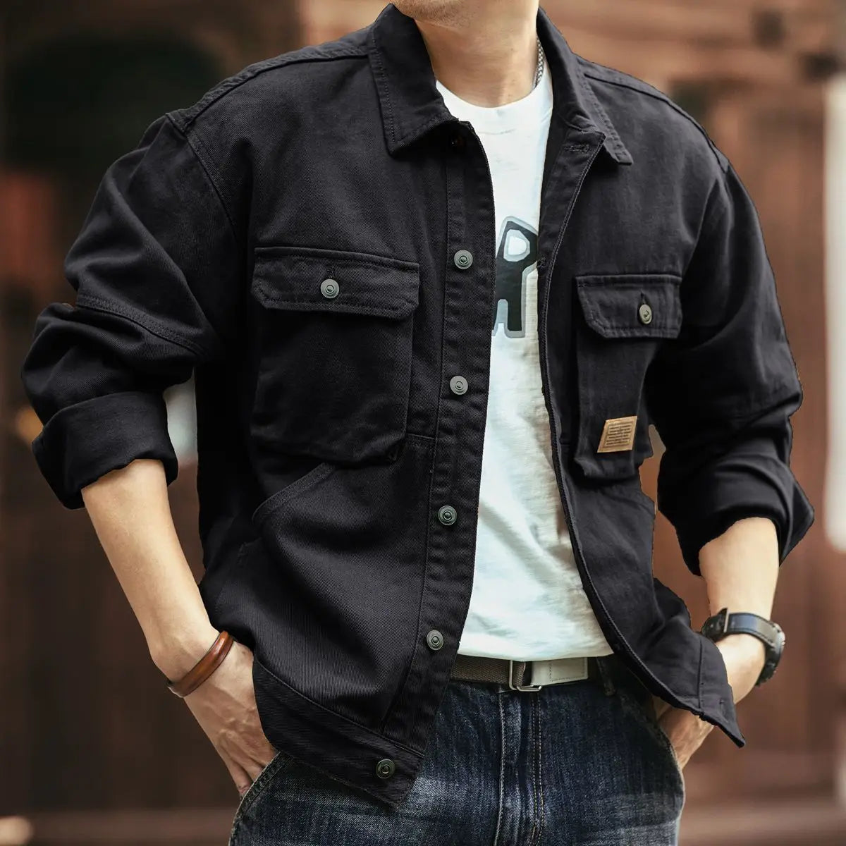 American Style Heavyweight Retro Workwear Jacket Men's Spring Autumn New Trend Loose Hardman Hunting Denim Coat Casual Fashion