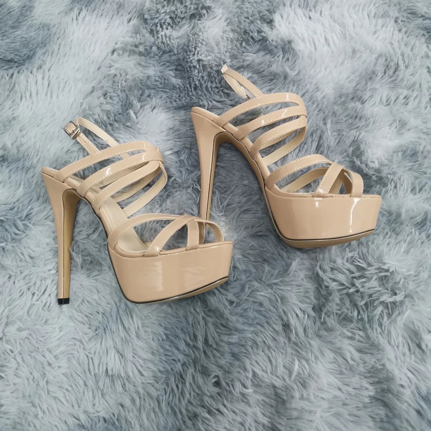 Women Sandals Sexy Pumps Nightclub Ultra Fashion 14cm Super High Heels Platform Ankle Strap Sandals Bride Shoes Large Size 44