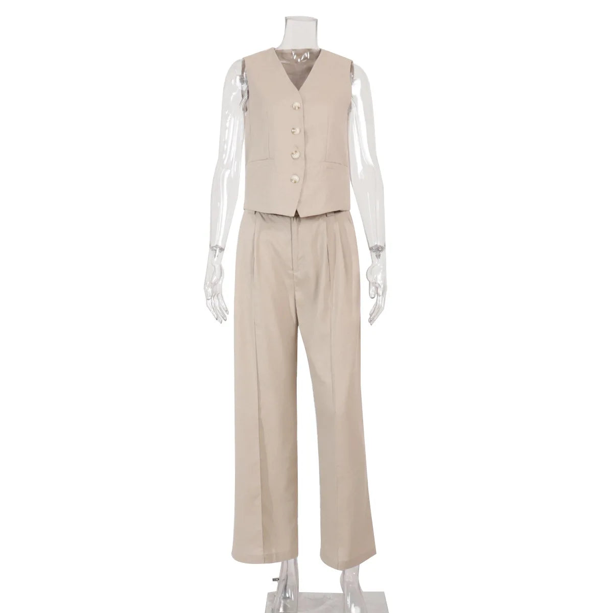 Sleeveless Vest Jacket Top Casual Pants Two-piece Set For Women's Wide Leg Pant Sets Sexy Summer Boho Cotton Linen Ladies Suits
