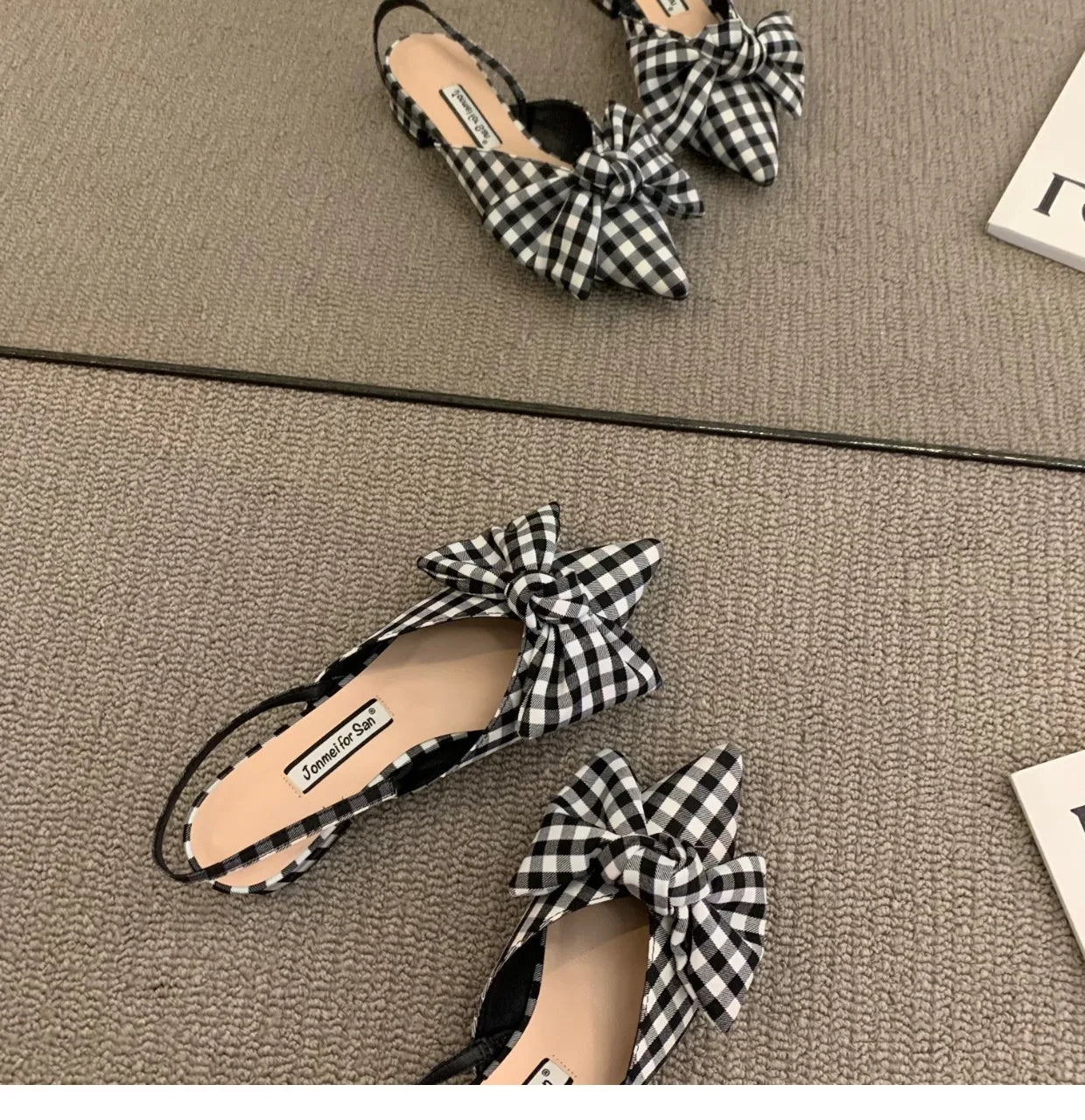 Bow Sandals Women 2022 Summer Pointed Low Heel Sandals Women Fashion Baotou Thin Strap Sandals High Heels Sandalias De Mujer
