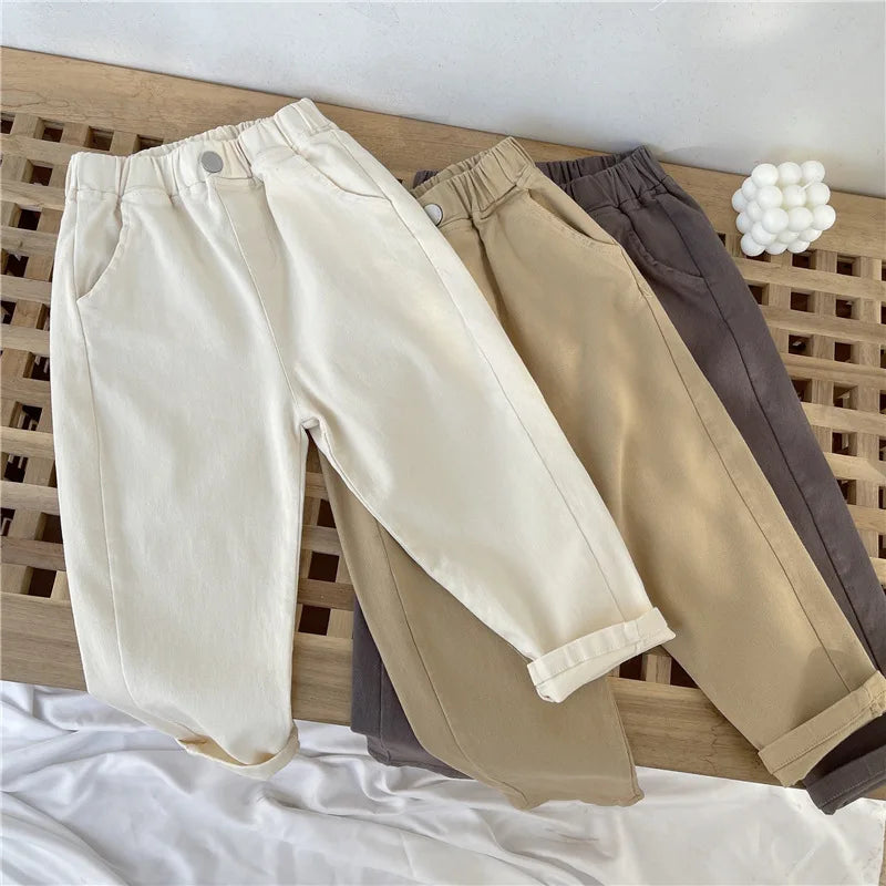 Boys Girls Casual Pants Summer Children Harem Pants Spring Loose Solid Color Sport Trousers Kids Fashion Clothes 2-8 Years Old