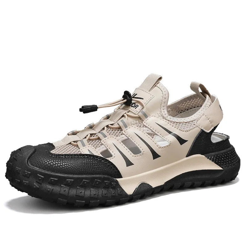 Men's Casual Sandals Summer Mesh Breathable Hollow Sneaker Men Outdoor Anti-slip Creek Shoes for Men Waterproof Roman Sandals
