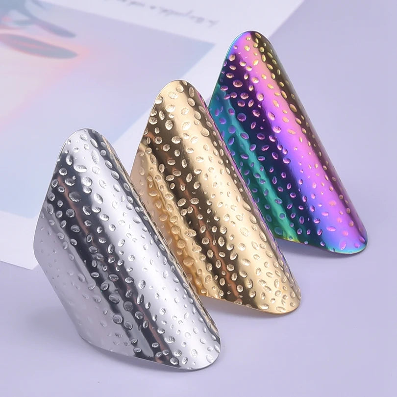 1/2/3pcs Mix Color Chunky Wide Ring Open Stainless Steel Rings For Women Men Accessories Irregular Surface Kpop Fashion Jewelry