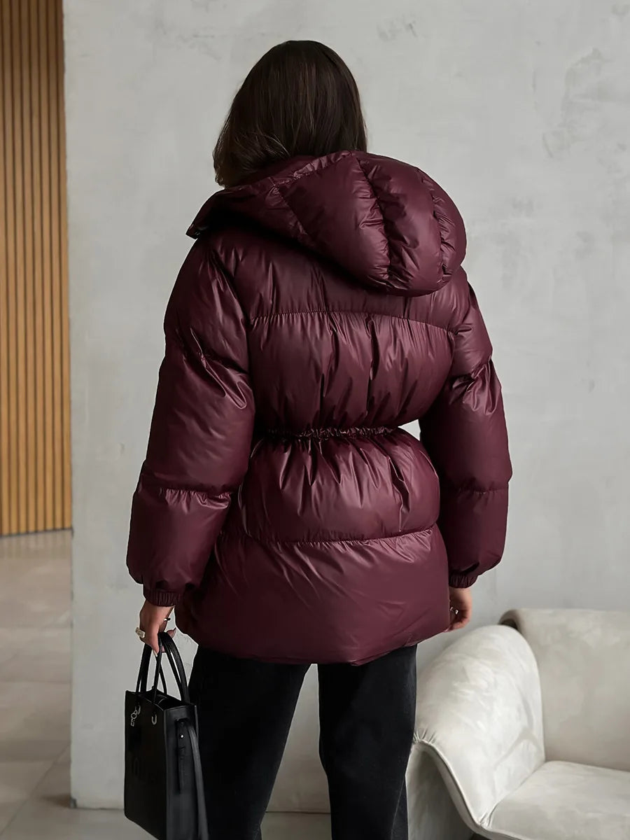 Wolfeel Drawstring Slim Fit Womens Winter Jacket Polyester Coat Warm