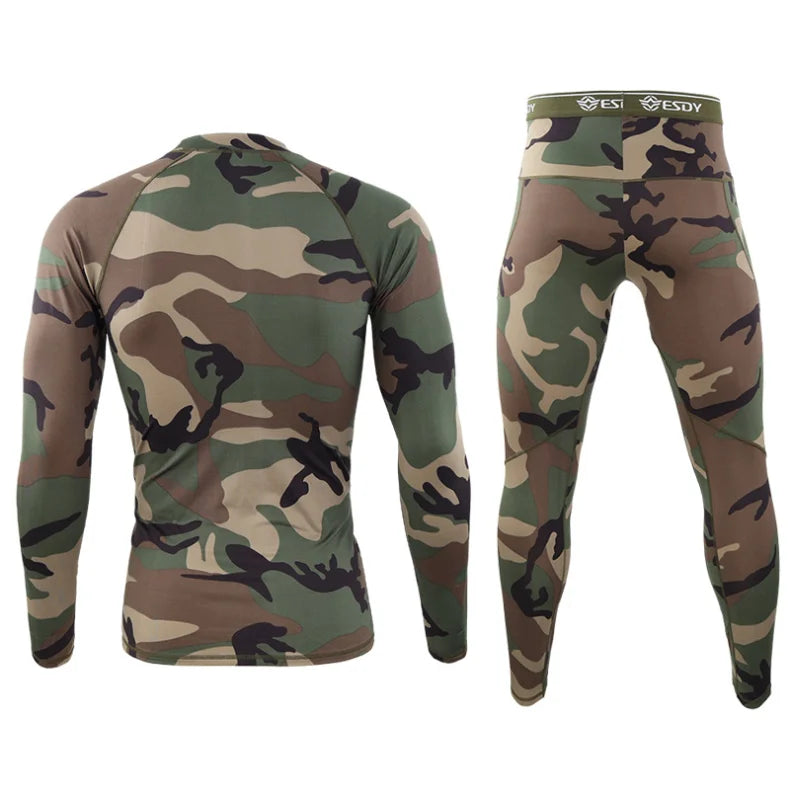 ESDY Fleece Thermal Underwear Men Autumn Winter Warm Long Johns Fitness Sports Compression Breathable Leggins Thermo Tracksuit