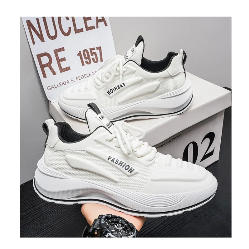 Summer 2026 Men's Thick Sole Sneakers Breathable Casual Running Shoes Streetwear Lightweight Trendy Footwear