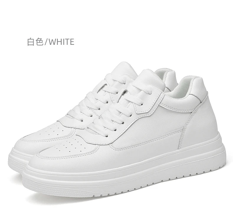 6 8 10cm Height Increasing Men Shoes High Quality Casual Leather Shoes Lace Up Platform Vulcanized Shoes Luxury Sneakers for Men
